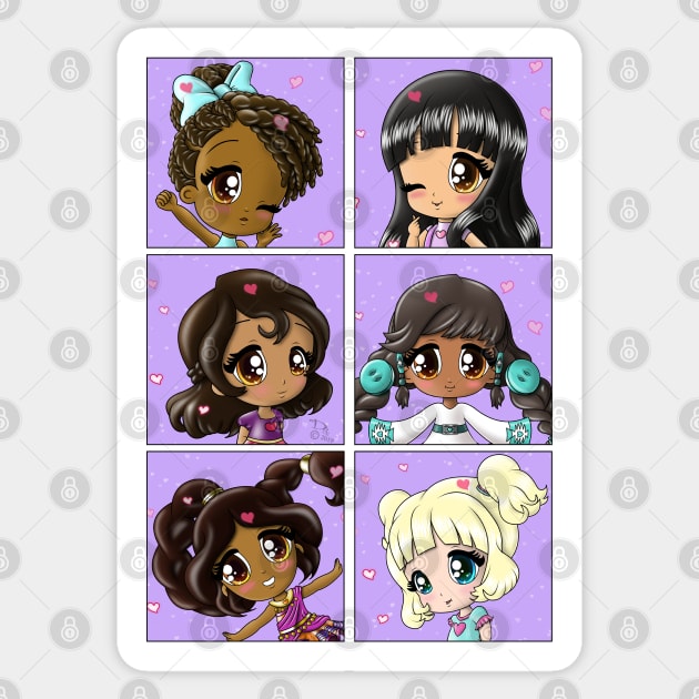 Diverse Girls Chibi Sticker by treasured-gift